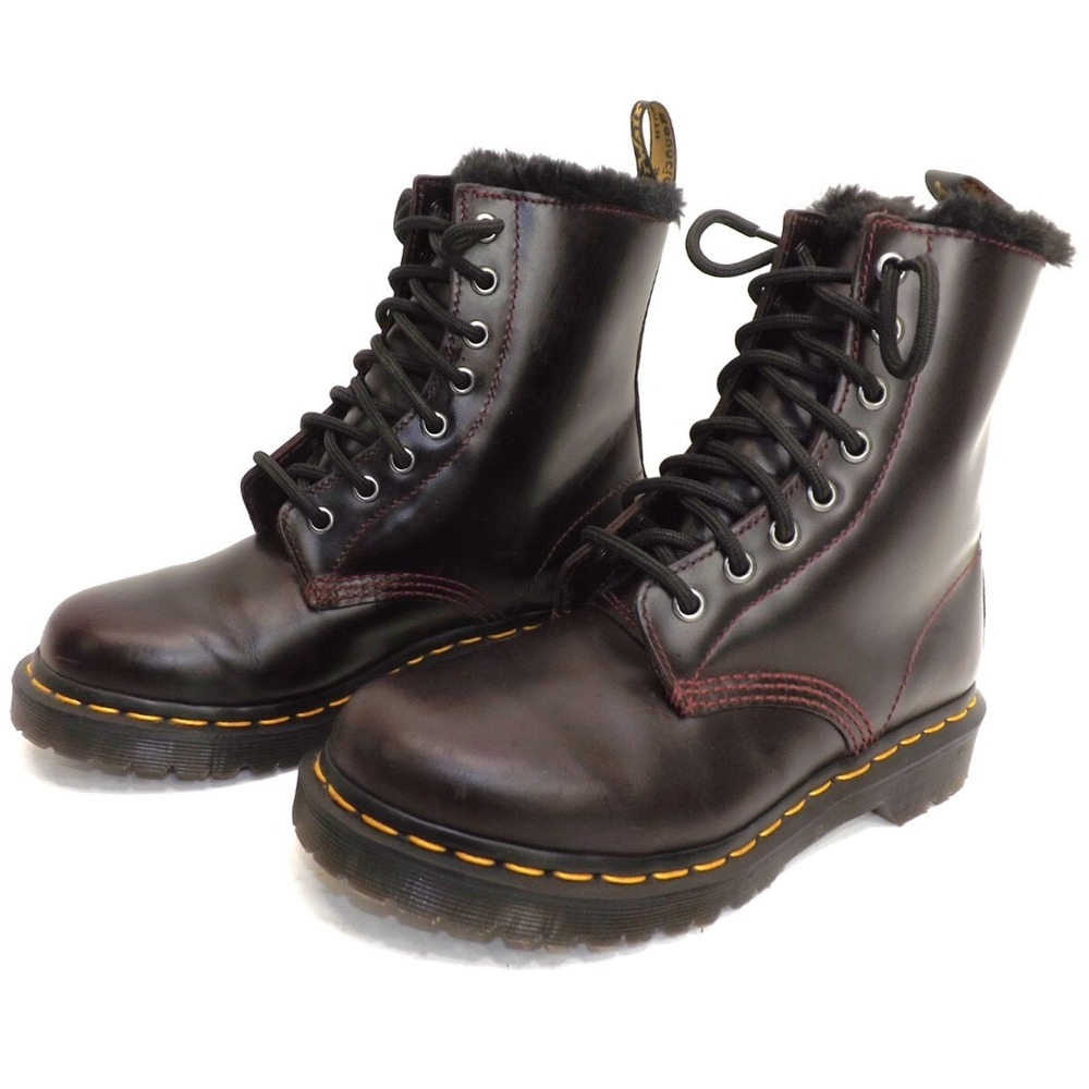 Dr. Martens 1460 Serena Faux fur lined Dark Plum Boots - Women's size 6